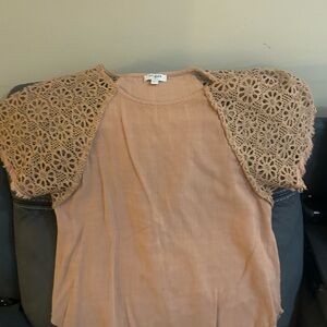 Tan Lace Sleeve Women's Top
